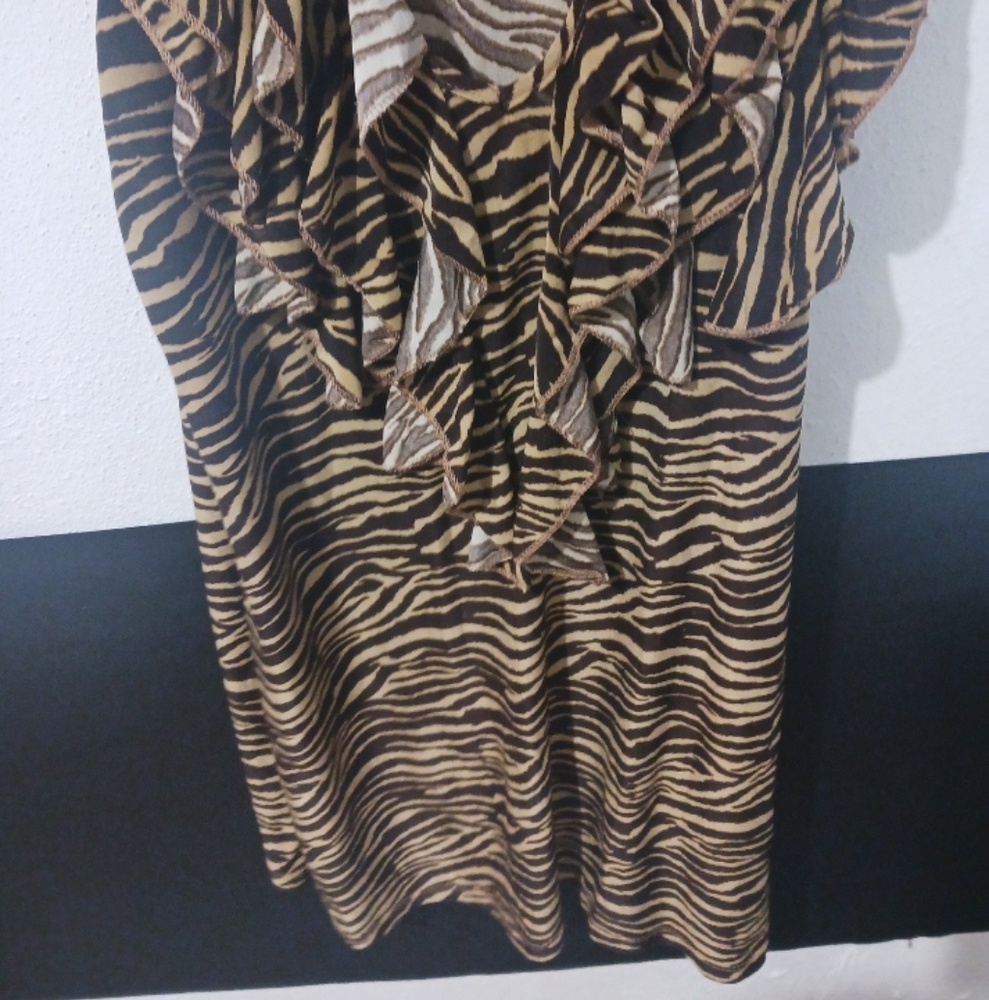 Women Animal printed zebra brown rurales sleveless blouse top - Picture 6 of 8